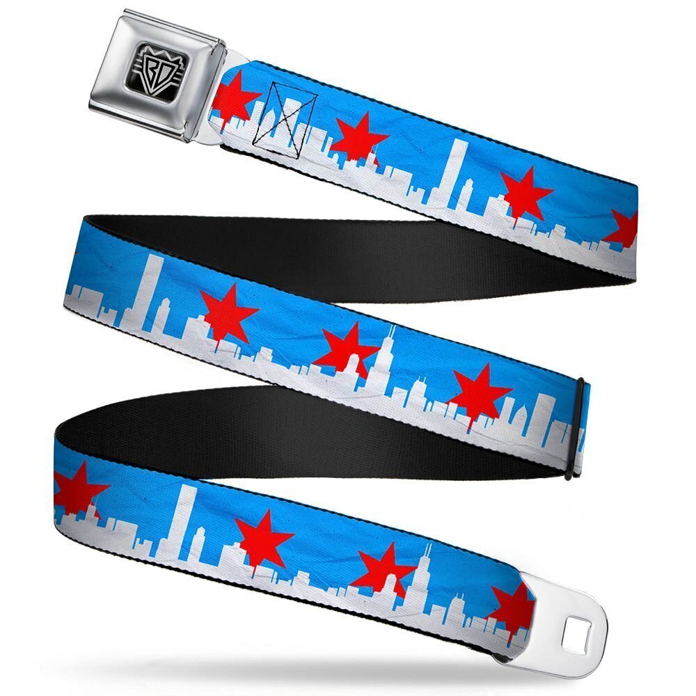 3278 Unisex-Adult's Seatbelt Belt XL, Chicago Skyline/Flag Distressed